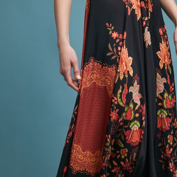 Anthropologie Farm Rio Marlow Floral Scroll Tropical Maxi Flowy Dress XS NWT - Picture 4 of 7